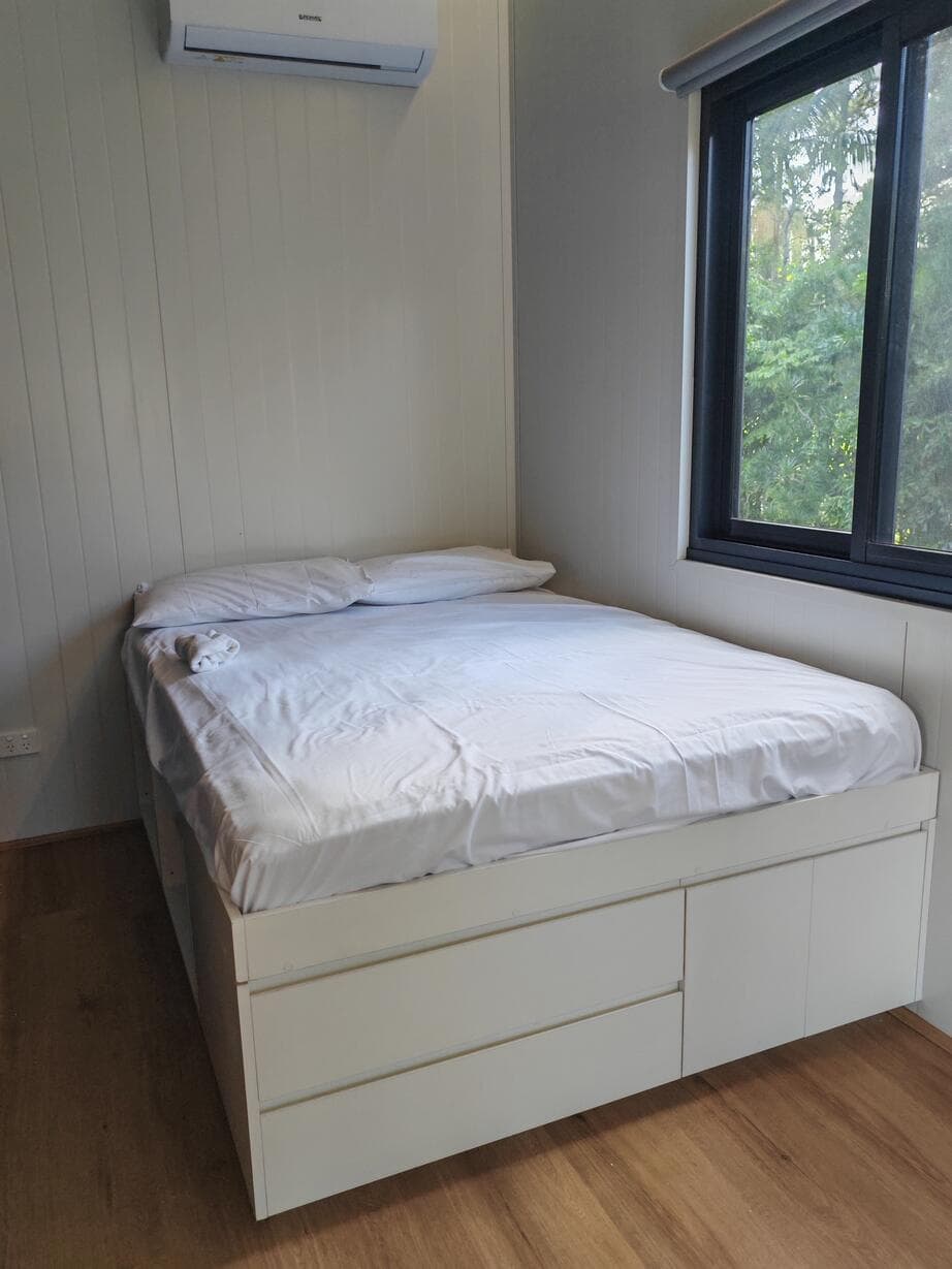 The Joey sleeping area with split-system air conditioning
